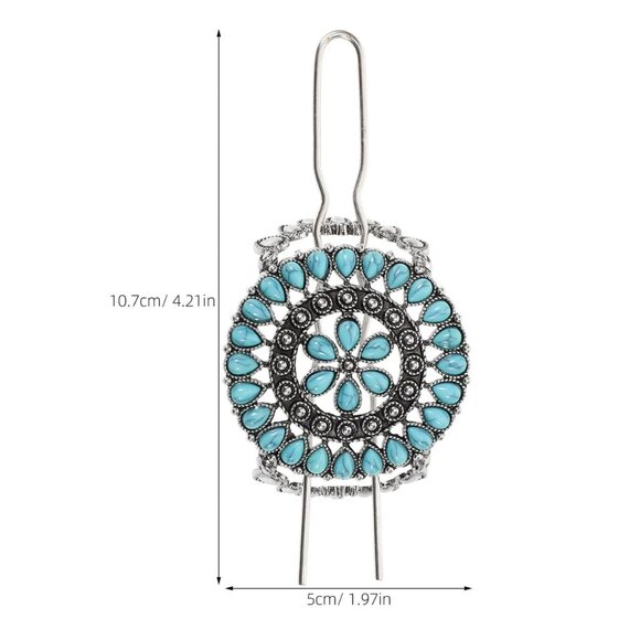 Retro Turquoise Decorative‎ Hair Fork Flower Hairpin Accessory Boho Hair Clip